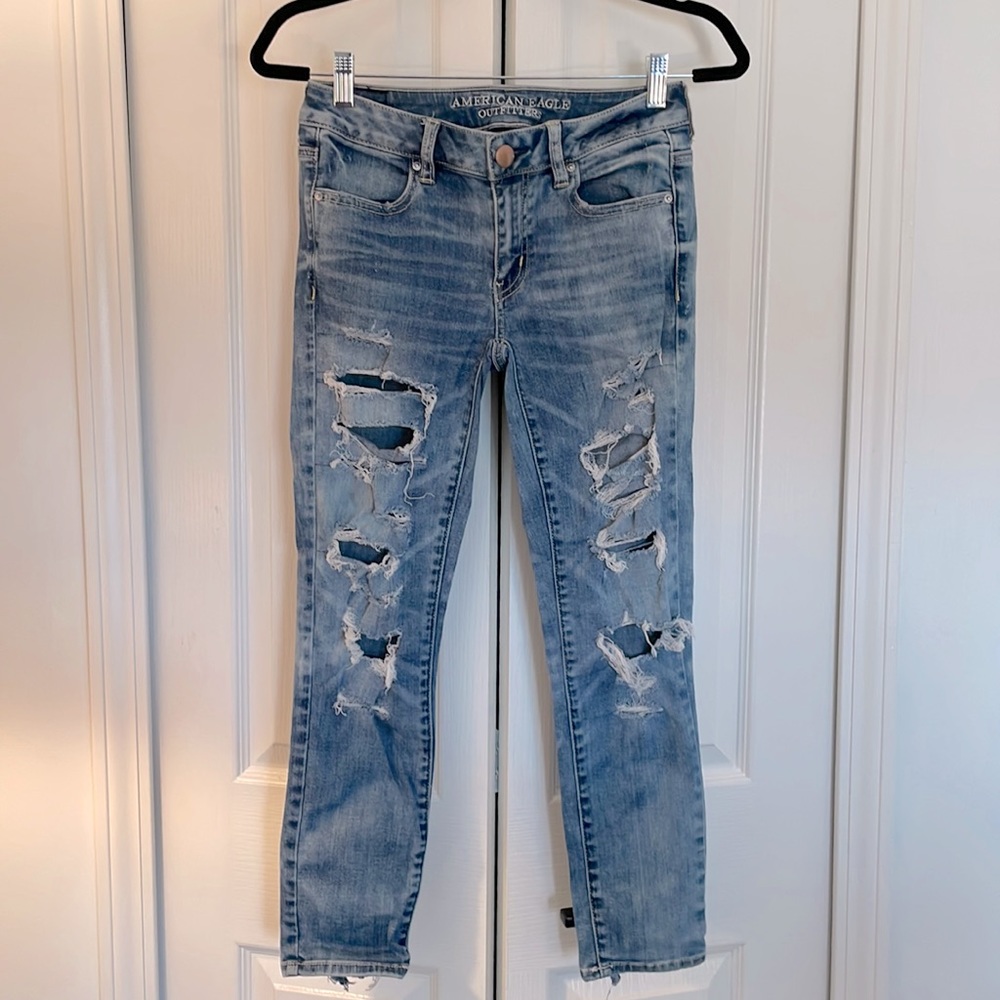 American Eagle Ripped Ankle Jeans